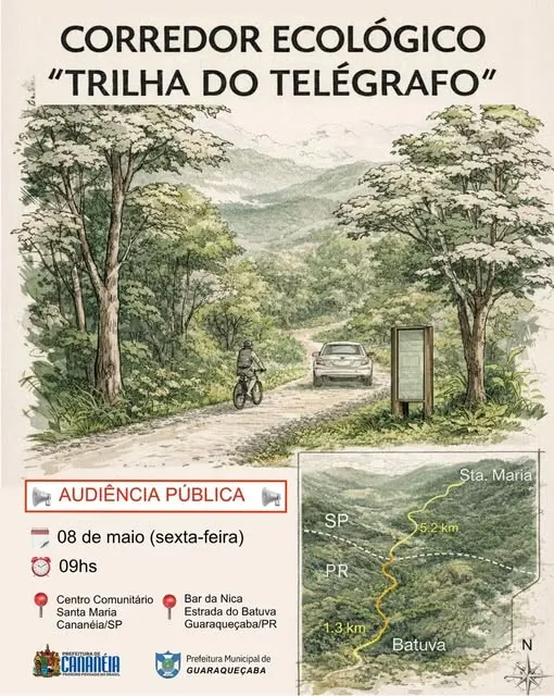 AUDIÊNCIA PÚBLICA VAI DISCUTIR REQUALIFICAÇÃO DA TRILHA DO TELÉGRAFO ENTRE SP E PR