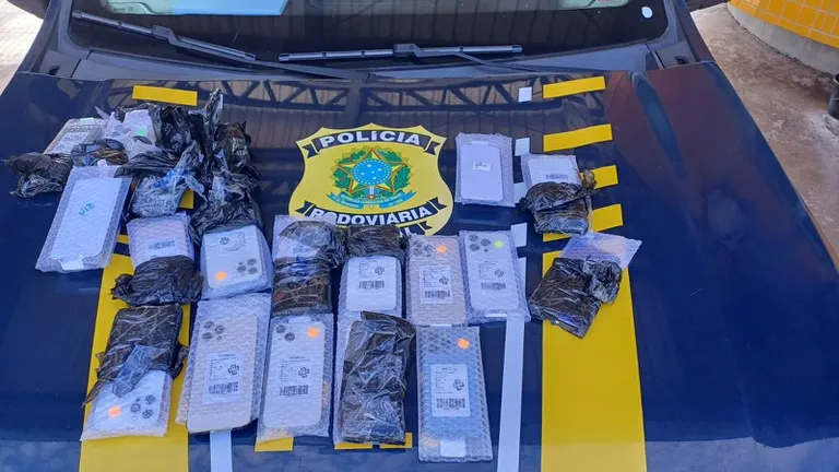 PRF APREENDE CELULARES ESCONDIDOS E OITO ARMAS EM ÔNIBUS NA RÉGIS BITTENCOURT